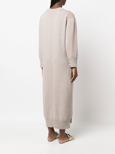 Shop Barrie Long Cashmere Dress In Neutrals