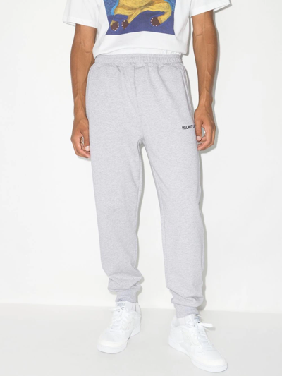 Helmut Lang Grey Logo Print Tapered Track Pants In 灰色