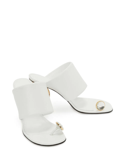 Jw Anderson Leather Diamond Chain Heel Sandal In White