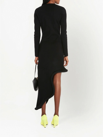 Shop Jw Anderson Bumper-tube Long-sleeve Asymmetric Dress In Black