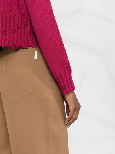 Shop Marni Cropped Straight Leg Trousers In Brown