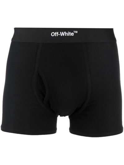 Off-white Logo-waistband Boxer Single Pack In 黑色