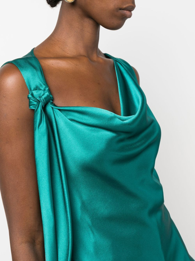 Shop Alberta Ferretti Draped Cowl-neck Sleeveless Top In Green