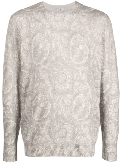 Shop Etro Paisley-print Knitted Jumper In 中性色