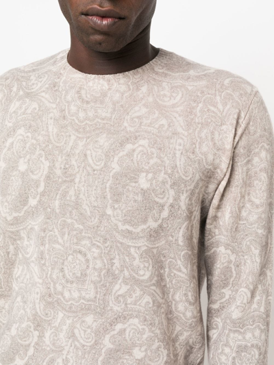 Shop Etro Paisley-print Knitted Jumper In 中性色