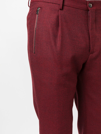 Shop Etro Pleated Wool-blend Trousers In 红色