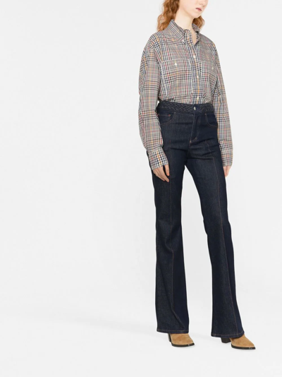 Shop Isabel Marant Rinela Checked Long-sleeved Shirt In Green