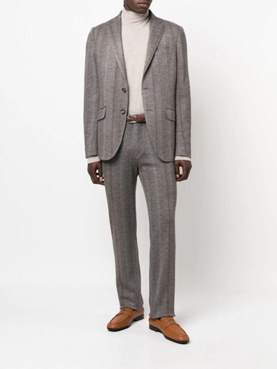 Etro Herringbone Tonal Striped Blazer In 中性色