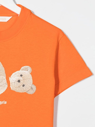 Shop Palm Angels Bear-print Cotton T-shirt In 橘色