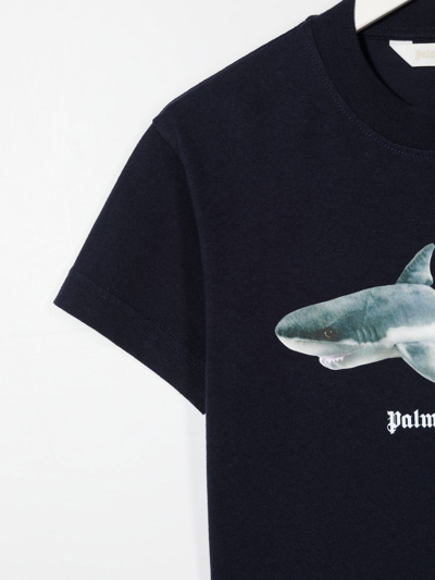 Shop Palm Angels Shark-print Cotton T-shirt In 蓝色