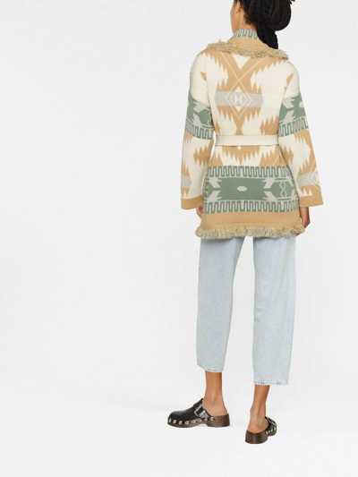 Shop Alanui Icon Fringed Cashmere Cardigan In 中性色