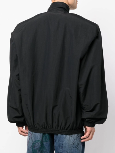 Shop Balenciaga Embroidered-logo Sports Jacket In 黑色
