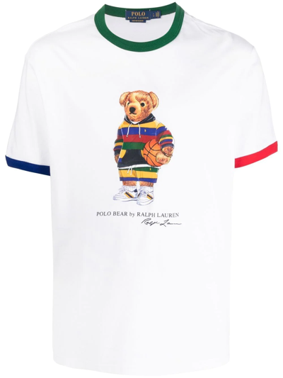 Polo Ralph Lauren Bear Printed Cotton-jersey T-shirt In White | ModeSens