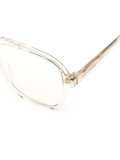Saint Laurent Logo Square-frame Glasses In Neutrals
