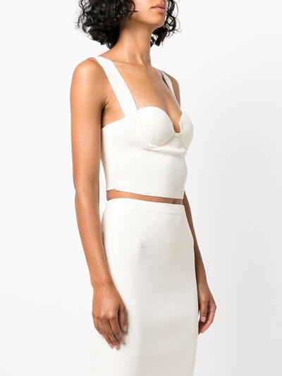 Altuzarra Nyneve Ribbed-knit Cropped Top In 白色