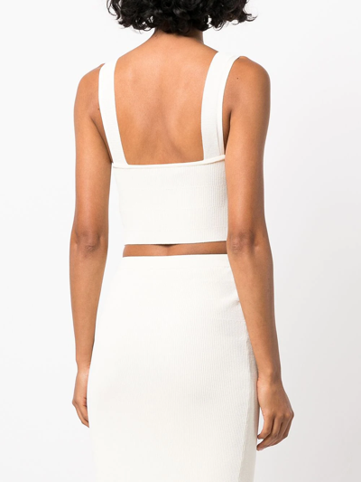 Altuzarra Nyneve Ribbed-knit Cropped Top In 白色