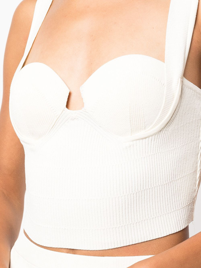 Altuzarra Nyneve Ribbed-knit Cropped Top In 白色