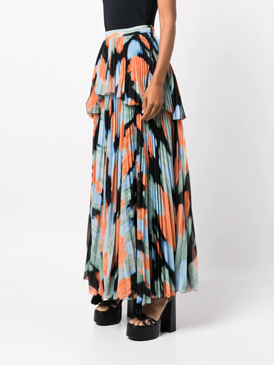 Shop Altuzarra Aetna Abstract-print Pleated Skirt In Multicolour
