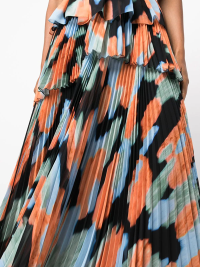 Shop Altuzarra Aetna Abstract-print Pleated Skirt In Multicolour