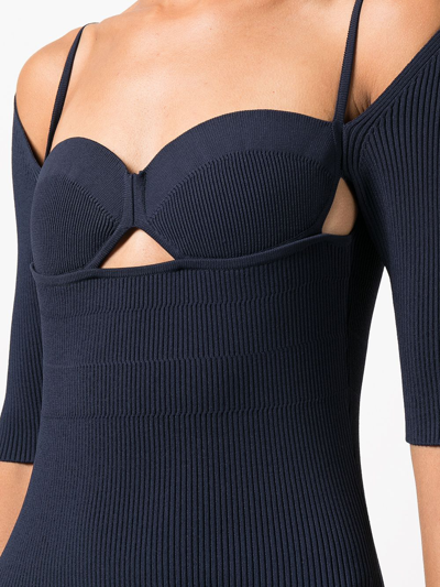 Shop Altuzarra Marren Ribbed-knit Midi Dress In 蓝色