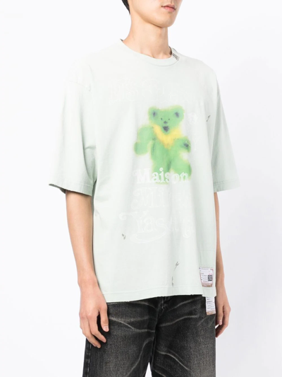 Shop Miharayasuhiro Distressed Graphic-print T-shirt In Green