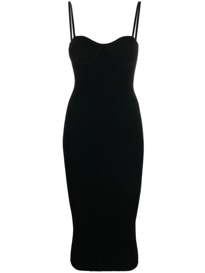 Shop Helmut Lang Sweetheart-neck Midi Dress In Black