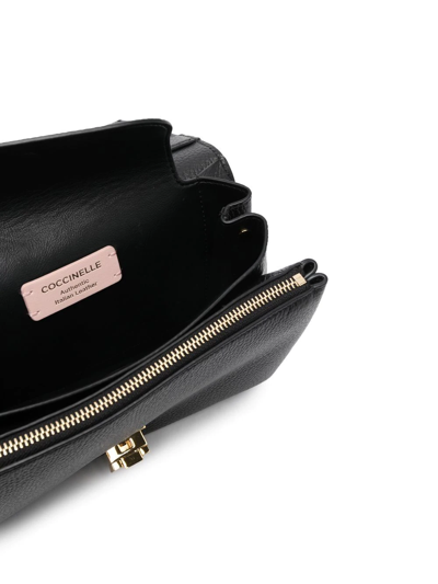 Coccinelle Arlettis Pebbled-leather Satchel In 黑色