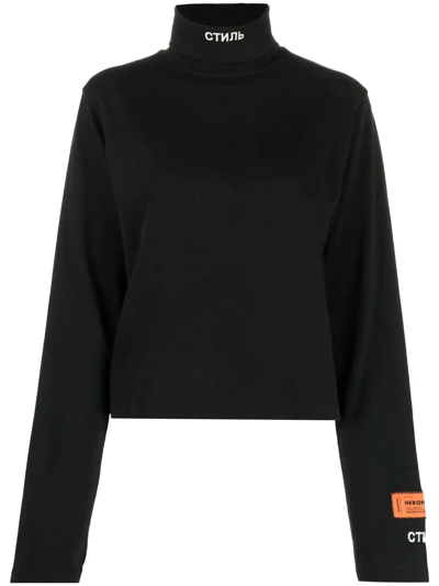 Shop Heron Preston Logo-patch Roll Neck Sweatshirt In 黑色