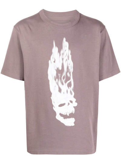 Heron Preston Flaming Skull T-shirt In 灰色
