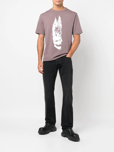 Heron Preston Flaming Skull T-shirt In 灰色
