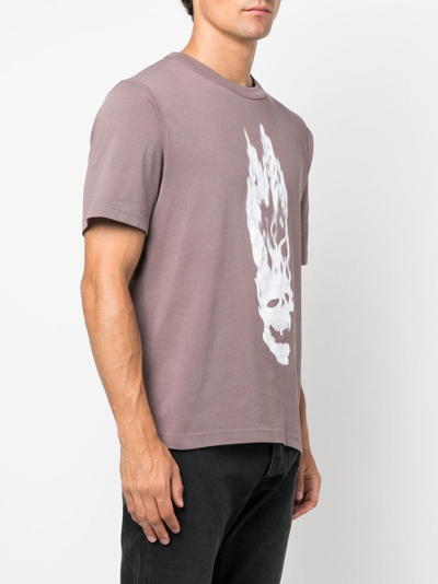 Heron Preston Flaming Skull T-shirt In 灰色