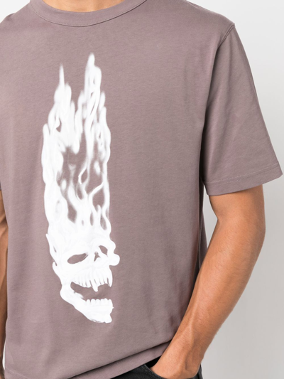 Heron Preston Flaming Skull T-shirt In 灰色
