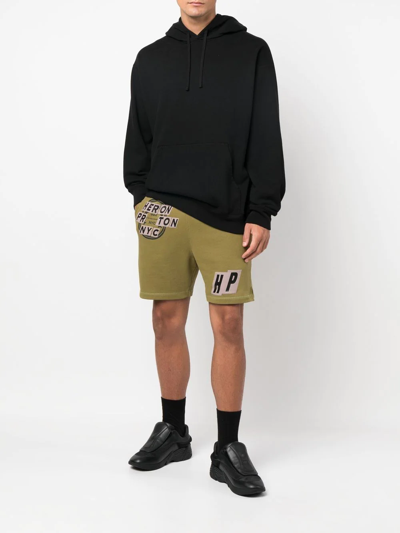 Shop Heron Preston Logo-patch Track Shorts In 绿色