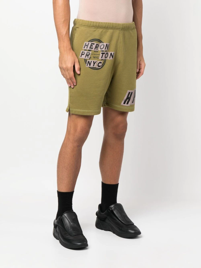 Shop Heron Preston Logo-patch Track Shorts In 绿色