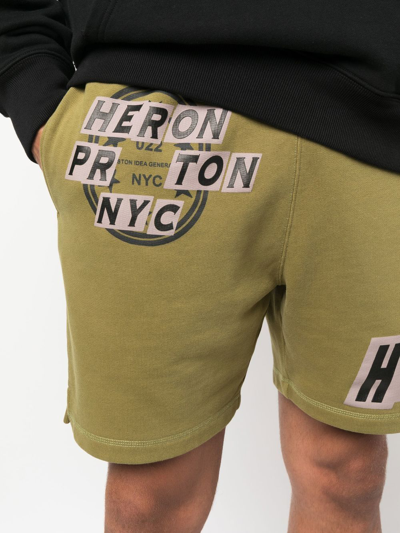 Shop Heron Preston Logo-patch Track Shorts In 绿色