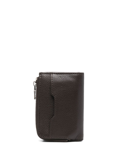 Shop Diesel L-zip Leather Keyholder Wallet In Brown