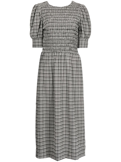 Ganni Gray Open Back Midi Dress In 黑色