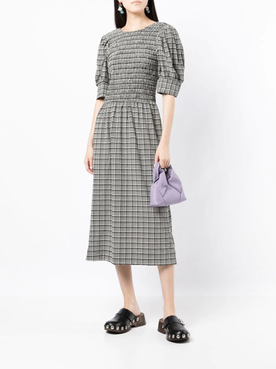 Ganni Gray Open Back Midi Dress In 黑色