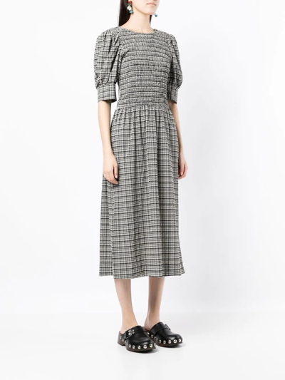 Ganni Gray Open Back Midi Dress In 黑色