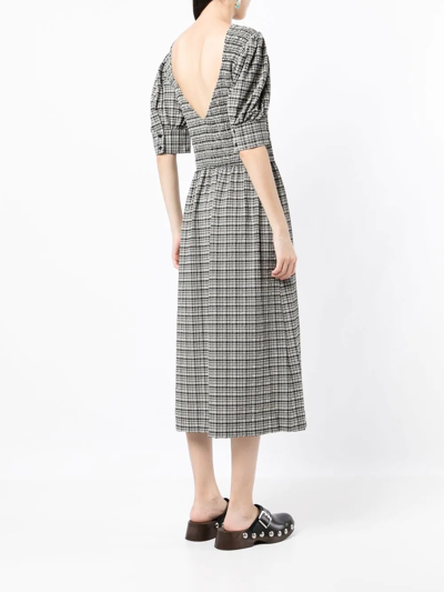 Ganni Gray Open Back Midi Dress In 黑色