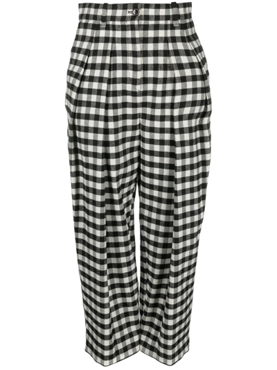 Shop Kenzo Checkerboard-print Culotte-length Trousers In 黑色