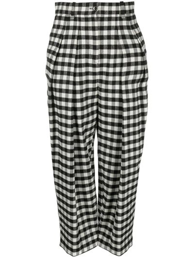 Kenzo Checkerboard-print Culotte-length Trousers In 黑色