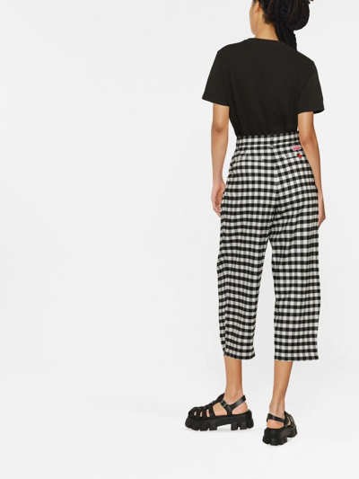 Kenzo Checkerboard-print Culotte-length Trousers In 黑色