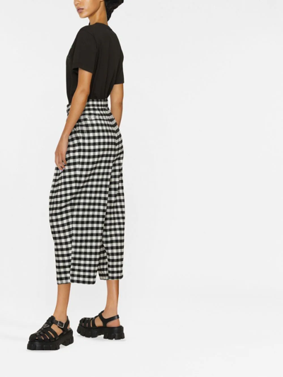 Kenzo Checkerboard-print Culotte-length Trousers In 黑色