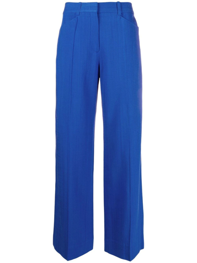 Shop Victoria Beckham High-waisted Straight Trousers In Blue