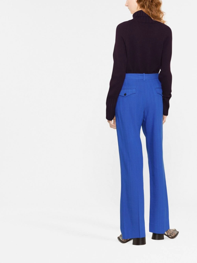Shop Victoria Beckham High-waisted Straight Trousers In Blue