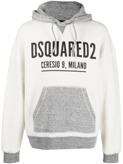 Dsquared2 Logo-print Cotton Hoodie In 白色