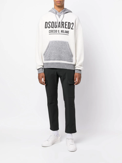 Shop Dsquared2 Logo-print Cotton Hoodie In 白色