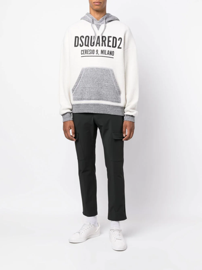 Dsquared2 Logo-print Cotton Hoodie In 白色