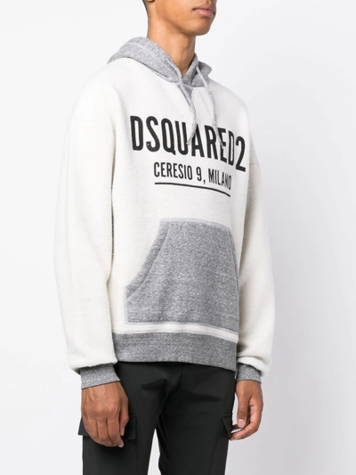 Dsquared2 Logo-print Cotton Hoodie In 白色